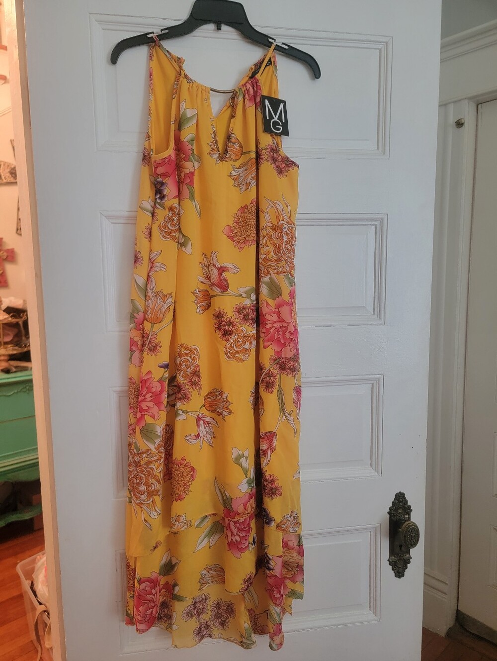 Yellow Floral Maxi Dress MEDIUM